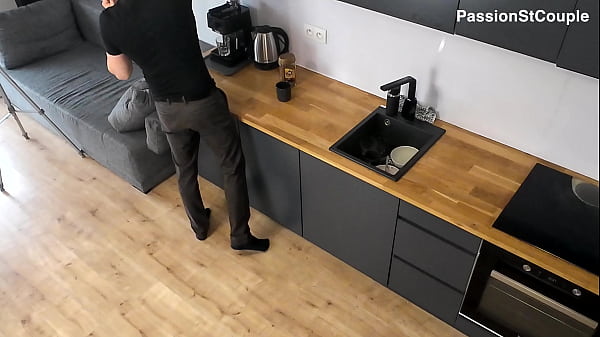 morning strap on sex in the kitchen he offered me coffee and for this i fucked him hard in the ass 3